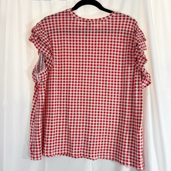 Torrid Women’s Belle Isle Gingham Crew Tank Red White Size 1 (14/16) - Picture 4 of 6